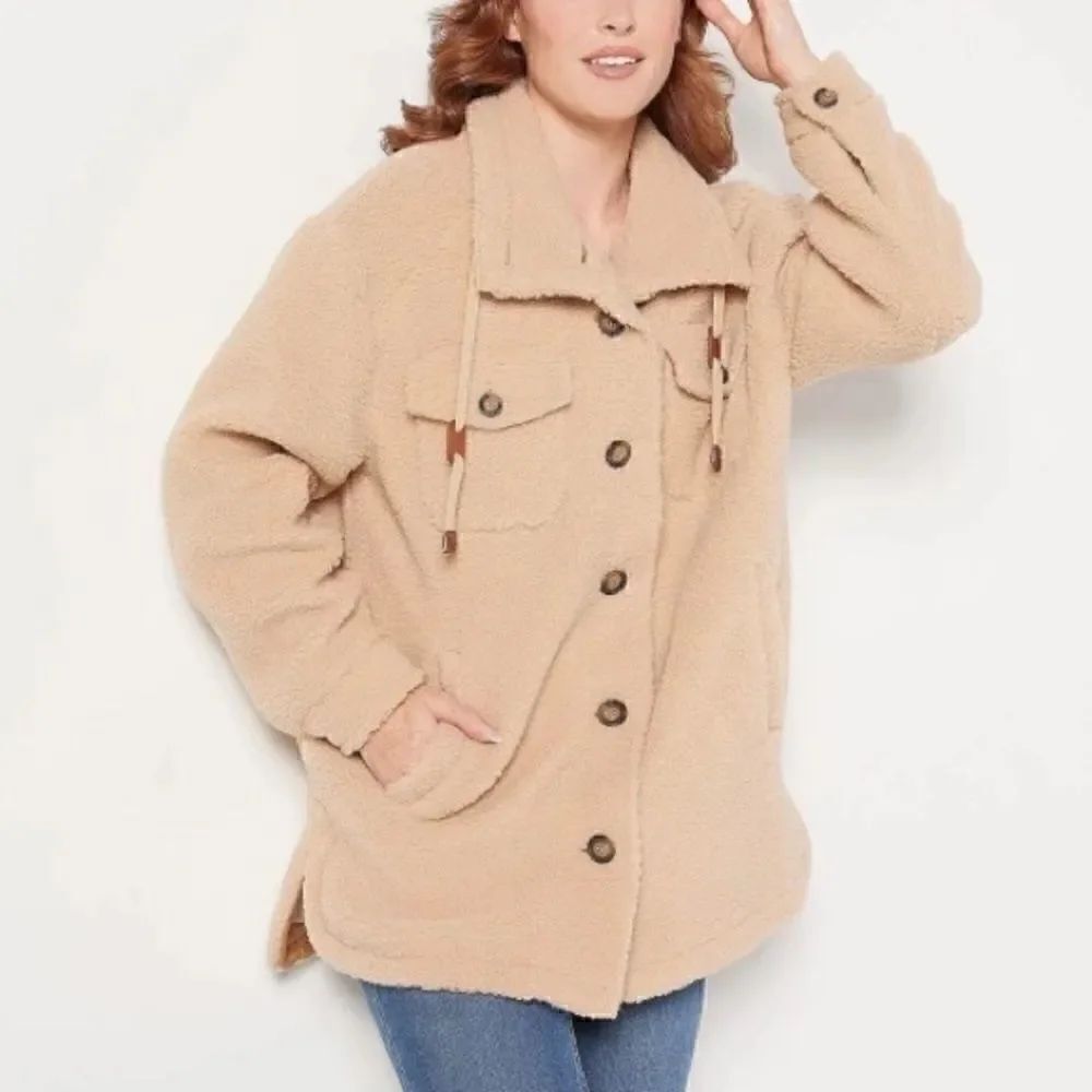 Koolaburra by UGG Women's Fuzzy Shirt Jacket Doe Tan Extra Large NWT